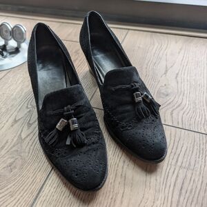 Black Suede Loafers with Tassels